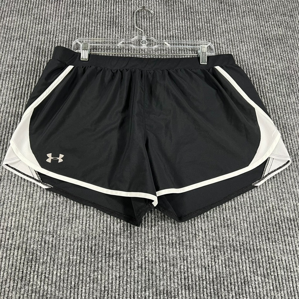 Under Armour Shorts Womens XL Black Large Purple Loose Fit Heat Gear Workout